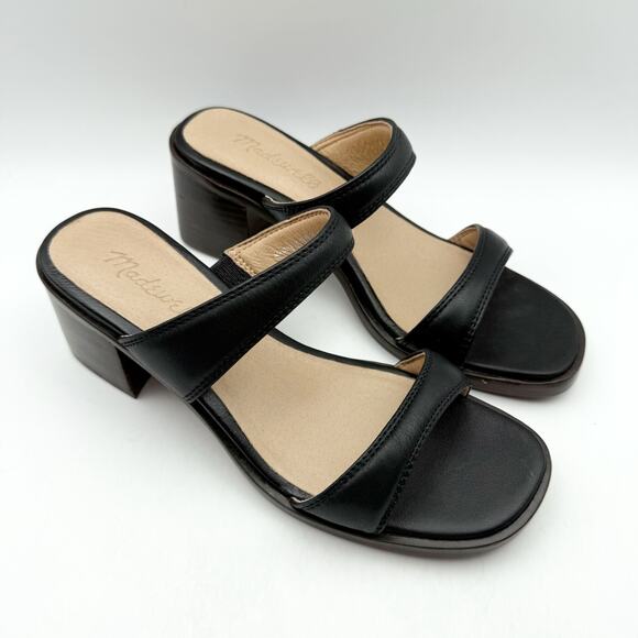 Madewell Womens The Saige Double-Strap Sandal US 6.5 Black Leather EUC - Picture 6 of 14
